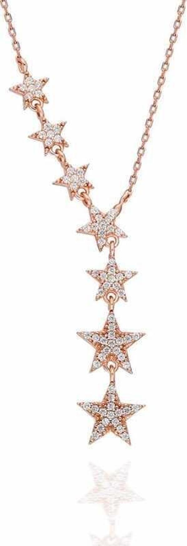 925 Ayar Gümüş Kayan Yıldızlar Kadın Gümüş Kolye - Image 1