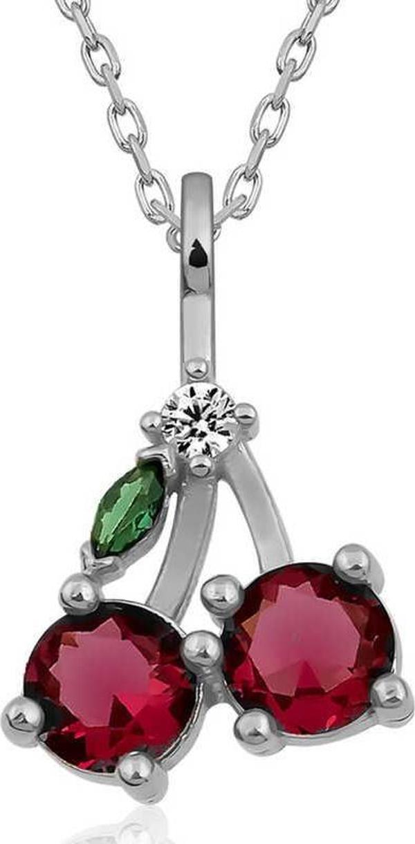 925 Ayar Gümüş Kiraz Figürlü Meyve Kadın Kolye - Image 1