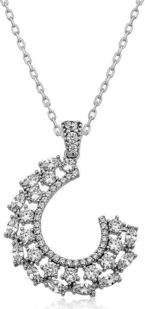 925 Ayar Gümüş Markiz Taşlı Kadın Gümüş Kolye - Image 1