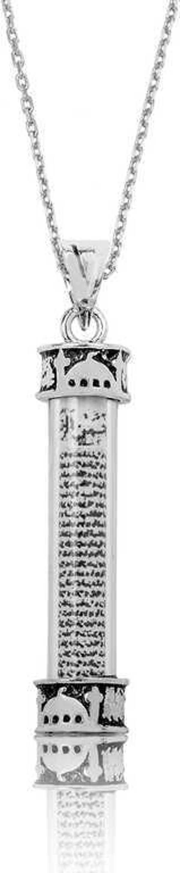 925 Ayar Gümüş Minare Cevşen Dualı Gümüş Kolye - Image 1