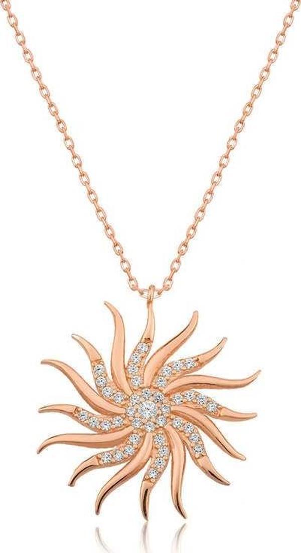 925 Ayar Gümüş Rüzgar Gülü Kadın Gümüş Kolye - Image 1