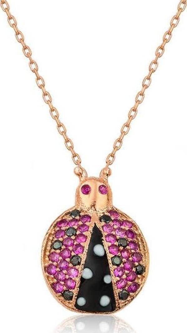 925 Ayar Gümüş Uğur Böceği Kadın Gümüş Kolye - Image 1