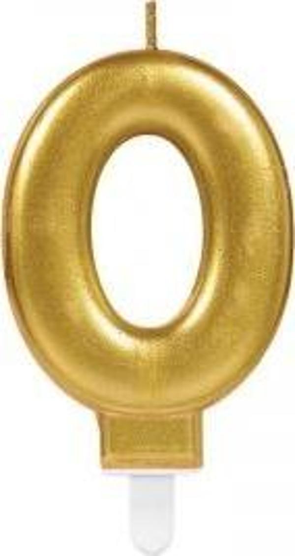 Parti Aksesuar Parti Malzemeleri 0 Rakam Mum Gold Renk - Image 1