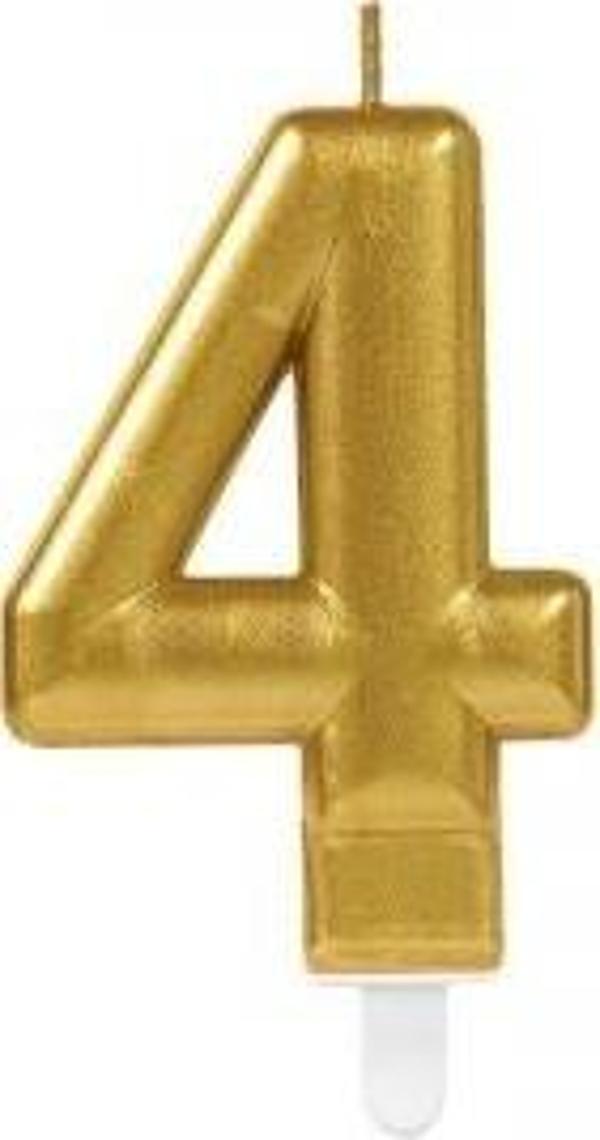 Parti Malzemeleri Parti Aksesuar 4 Rakam Mum Gold Renk - Image 1