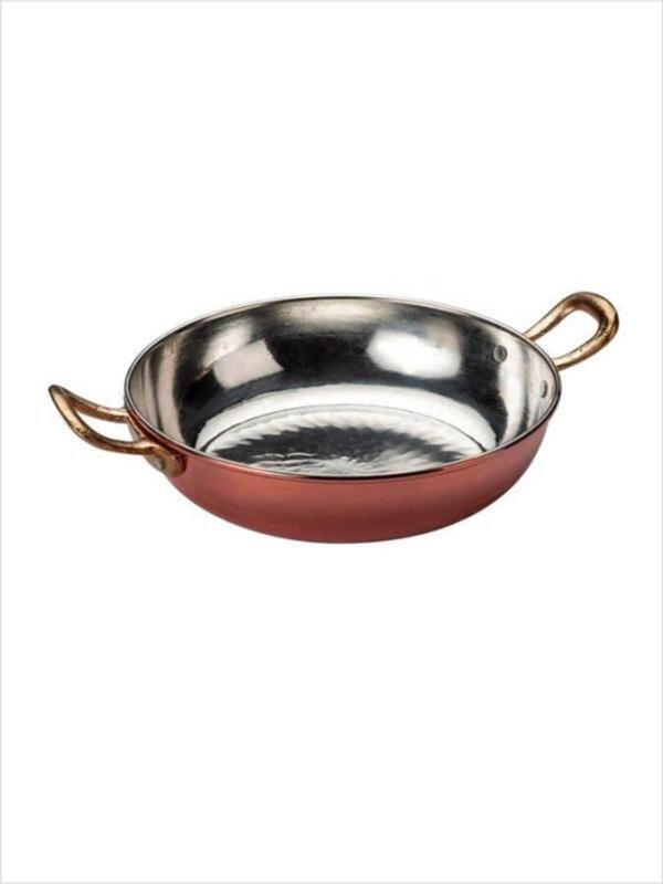M3Decorium Teflon Üzeri Kalaylı Kalın Prinç Kulplu 20 Cm En Kaliteli Sağlam Bakır Tava Sahan Tabak Kap - Image 1