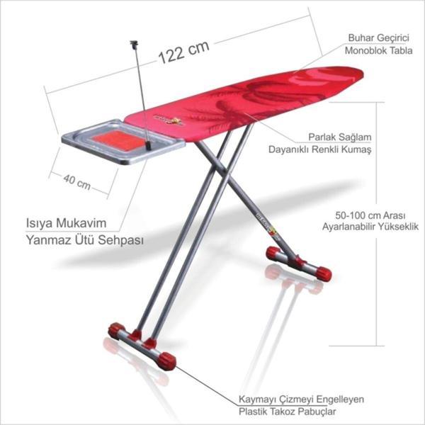 M3Decorium Yüksekliği Ayarlanabilen Yanmaz Ütülüklü Kablo Tutuculu Kaydırmaz Çizmez Pabuçlu Ütü Masası Sehpası - Image 1