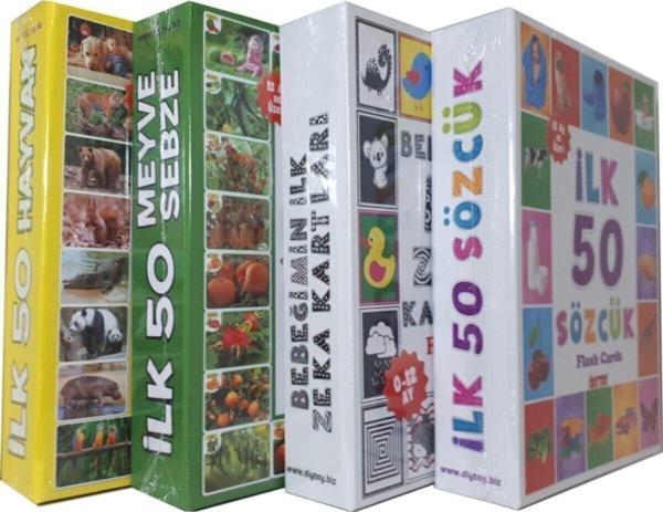 Masho Trend 4'lü Eğitim Seti İlk 50 Sözcük + İlk 50 Hayvan + İlk 50 Sebze Meyve + Bebeğimin İlk Zeka Kartları - Image 1