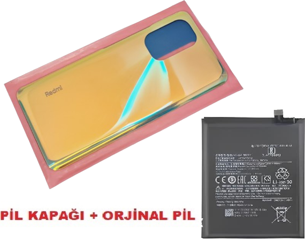 Tkgz Xiaomi Poco F3 Arka Kapak Batarya Kapağı + PİL (CAM) GOLD - Image 1