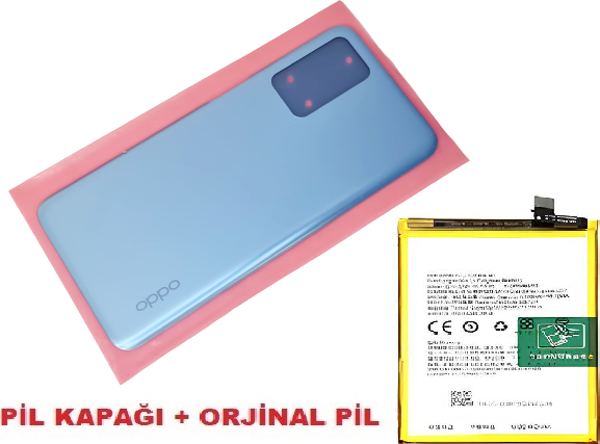 Tkgz Oppo A16 Arka Pil Batarya Kapağı + PİL (CAM) MAVİ - Image 1