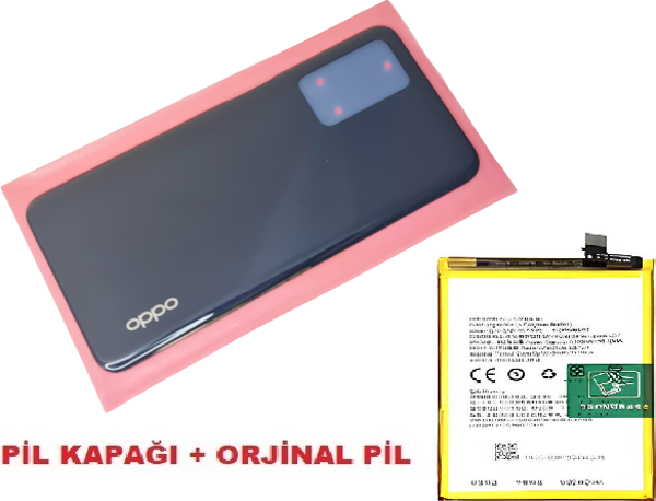 Tkgz Oppo A16 Arka Pil Batarya Kapağı + PİL (CAM) SİYAH - Image 1