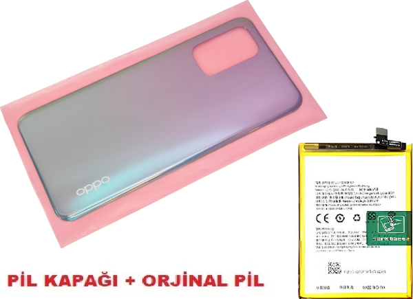 Tkgz Oppo A54 Arka Pil Batarya Kapağı + PİL (CAM) MAVİ - Image 1