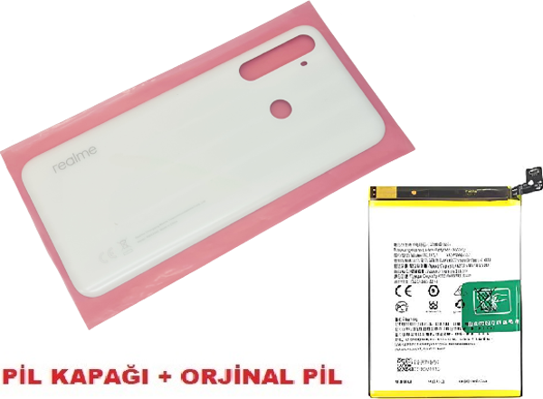 Tkgz Oppo Realme 6İ Arka Pil Batarya Kapağı + PİL (CAM) BEYAZ - Image 1