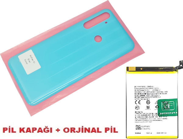 Tkgz Oppo Realme 6İ Arka Pil Batarya Kapağı + PİL (CAM) MAVİ - Image 1
