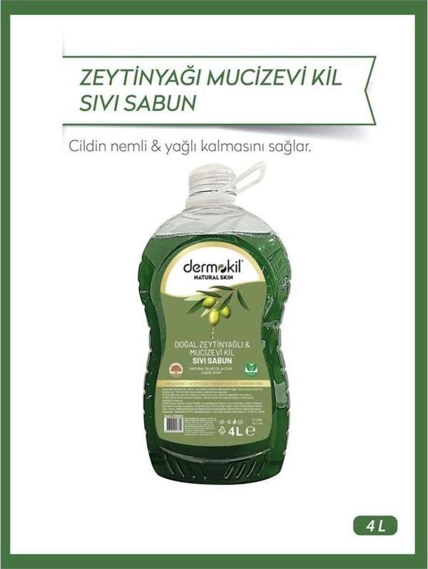 Dermokil Doğal Zeytinyağlı Ve Mucizevi Kil Sıvı Sabun 4 Lt - Image 1