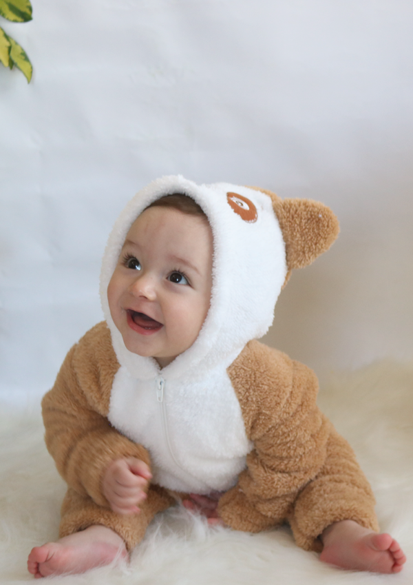 Welsoft Peluş Unisex Fermuarlı Kışlık Bebek Uyku Tulumu Bebek Tulumu Çocuk Tulumu Çocuk Kostümü - Image 1