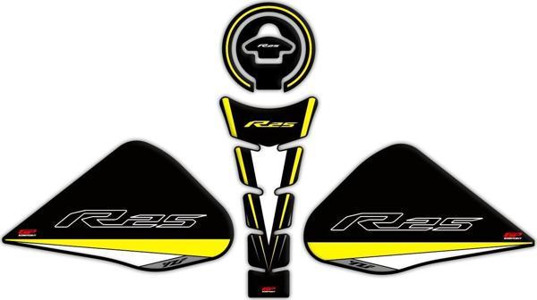 GP Kompozit Yamaha R25 2015-2018 Uyumlu Tank Pad Seti Sarı - Image 1
