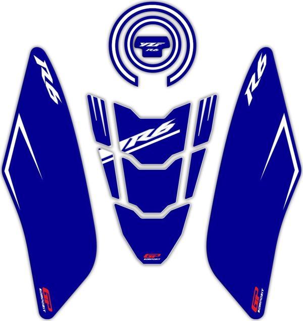 GP Kompozit Yamaha R6 2017-2023 Uyumlu Tank Pad Seti Mavi - Image 1
