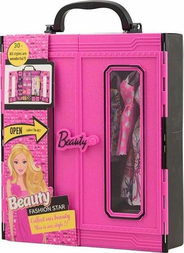 Pembe Gardrop Beauty Fashion Çantalı Giysi Dolabı 30+ Kıyafet Ayakkabı - Image 1