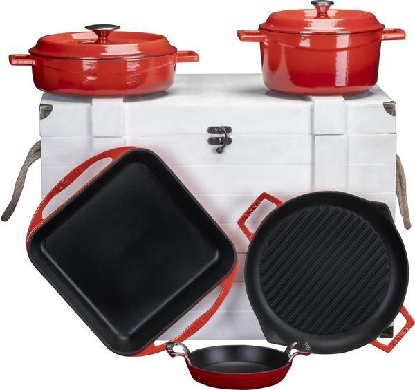 LAVA Döküm Beyaz Ahşap Sandık Hediyeli Çeyiz Seti - Image 1