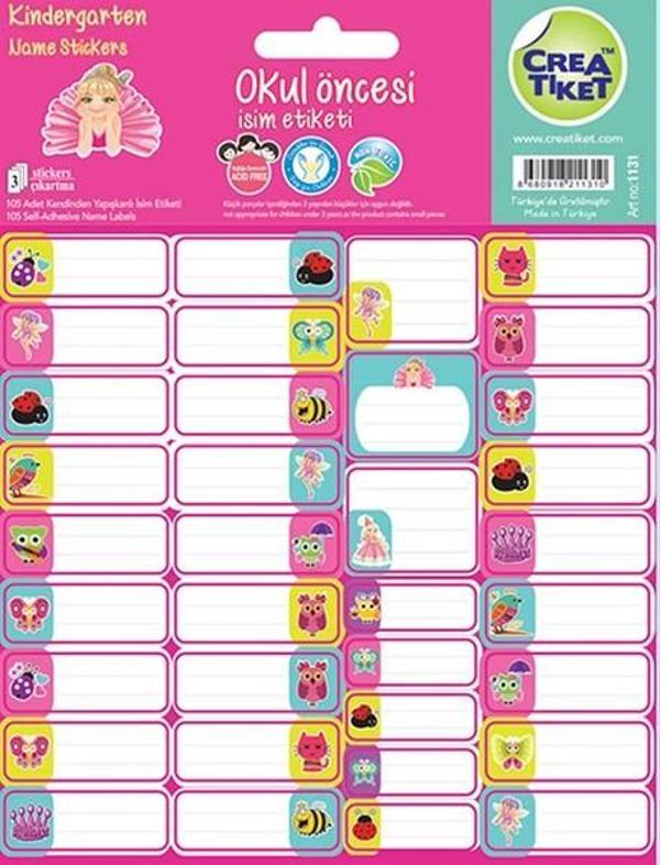 Crea Etiket Okul Öncesi İsim Pembe (1131) - Image 1
