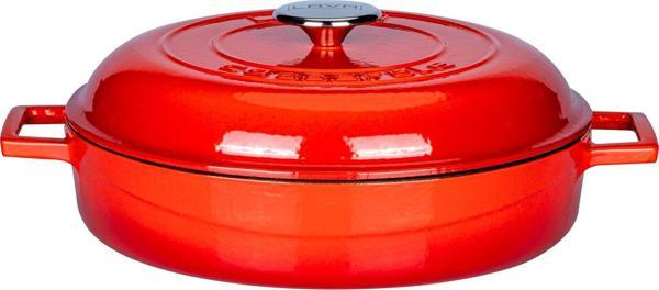 Lava Döküm Çok Amaçlı Yayvan Tencere. Kubbe Form Kapaklı Folk Serisi Çap(Ø)28cm. - Image 1