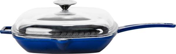 Lava Döküm Kare Izgara Tava Cam Kapaklı Döküm Demir Yekpare Saplı Ölçü 26x26cm. - Image 1