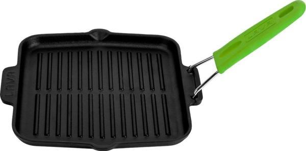 Lava Döküm Kare Sığ Izgara Tavası Silikon Tel Saplı Ölçü 21x21cm. - Image 1