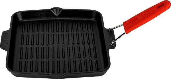Lava Döküm Kare Sığ Izgara Tavası Silikon Tel Saplı Ölçü 24x24cm. - Image 1