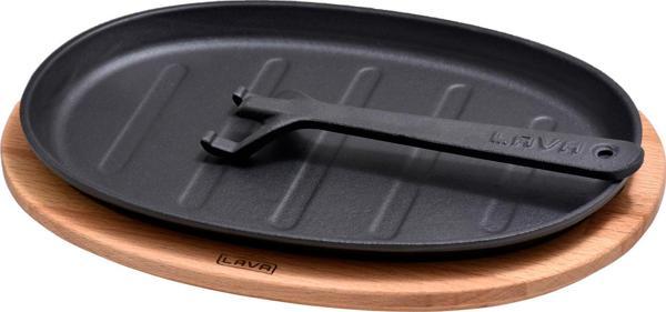 Lava Döküm Oval Fajita Tabağı Kayın Servis Ahşabı Ölçü 18x28cm. (Harici tava tutucu dahil değildir.) - Image 1