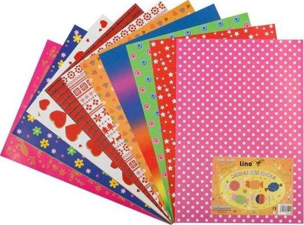 Lino Desenli Lüks Elişi Kağıdı 10 Desen 10lu - Image 1