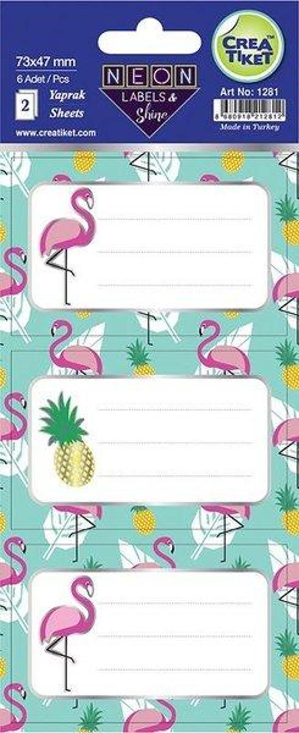 Crea Neon Flamingo Etiket - Image 1