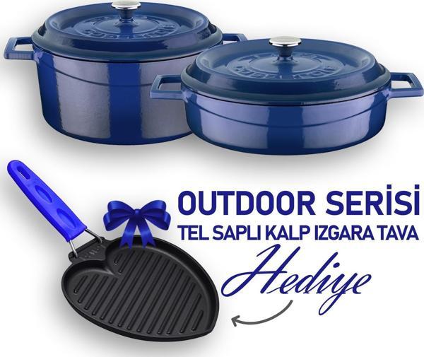 Lava Döküm Trendy Serisi Yuvarlak Derin ve Sığ 5 Parça Tencere Tava Çeyiz Seti - Image 1