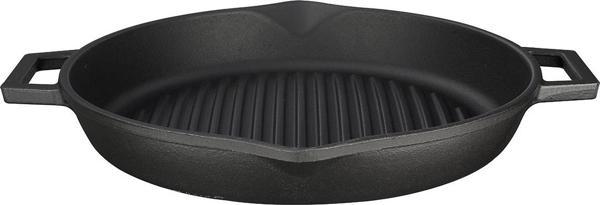 Lava Döküm Yuvarlak Izgara Tavası Döküm Demir Yekpare Çift Kulplu Konkav Taban 15mm. Çap(Ø)30cm. - Image 1