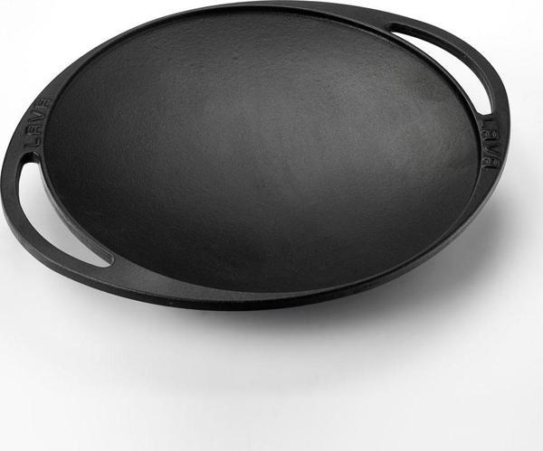 Lava Döküm Yuvarlak Sac Kavurma Tavası Döküm Demir Yekpare Çift Kulplu Çap(Ø)28cm. - Image 1