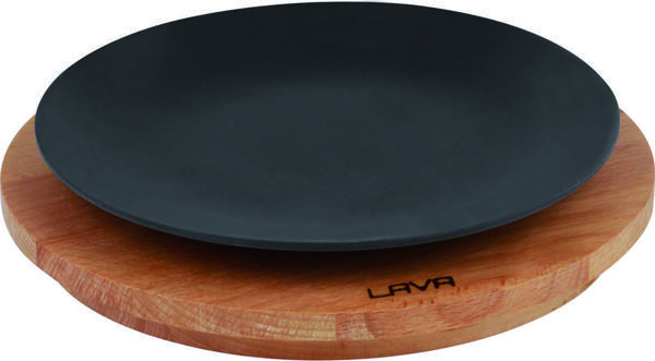 Lava Döküm Yuvarlak Servis Tabağı ve Kayın Servis Ahşabı. Çap(Ø)21cm. - Image 1