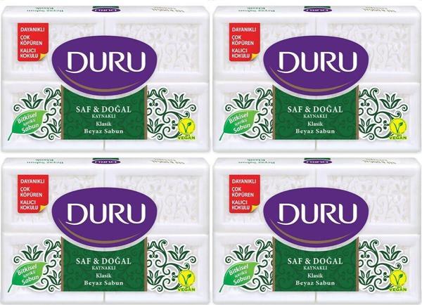 Duru Saf & Doğal Kaynaklı Klasik 16 Adet Beyaz Kalıp Sabun 4x600gr - Image 1