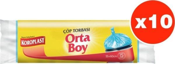 Koroplast Güçlü Orta Boy 15li Çöp Torbası X 10 Paket (55*60 Cm) - Image 1