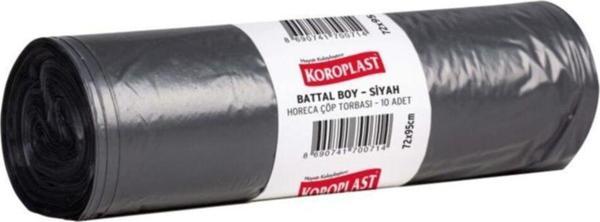 Koroplast Horeca Battal Boy Çöp Poşeti Siyah 10 Adet 72x95 cm Kolide 20 Paket - Image 1