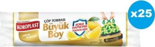 Koroplast Limon Kokulu Büzgülü Büyük Çöp Torbası 15 X 25 Paket - Image 1