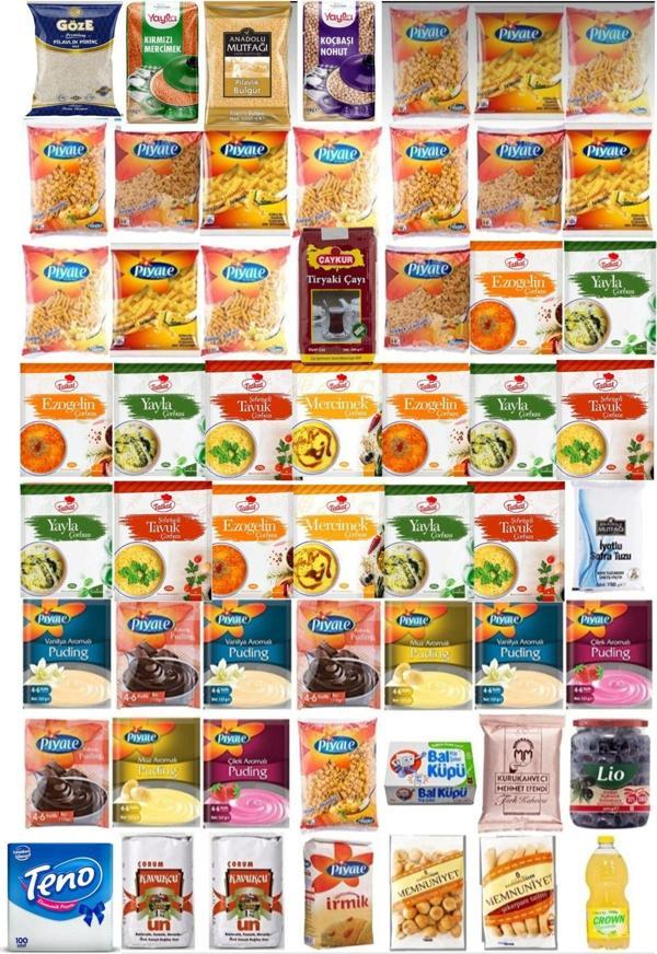 Piyale Ramazan paketi kumanya yardım gıda erzak kolisi mega paket 56 parça ürün - Image 1