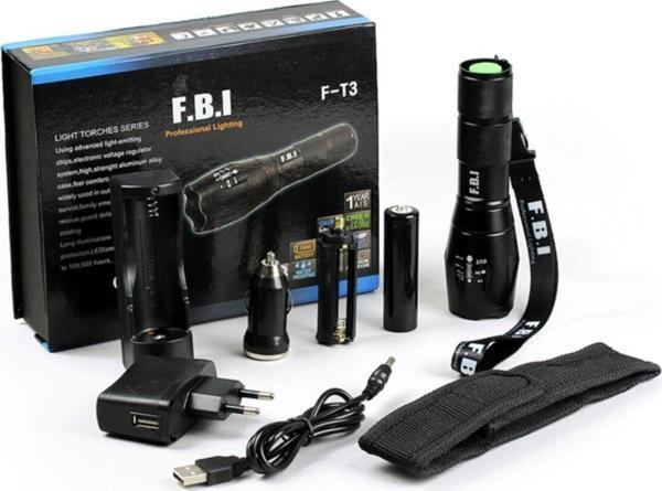 Fbi F.b.ı F-t3 Su Geçirmez Alüminyum  Şarjlı El Feneri - Image 1