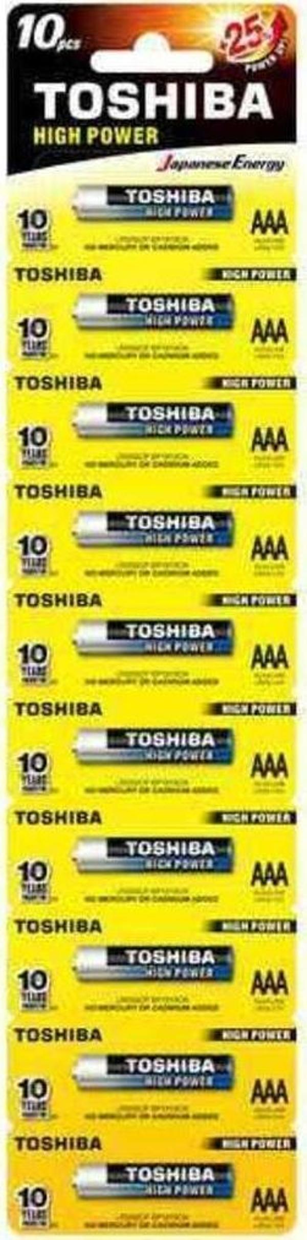 Toshiba High Power Serisi Alkalin Aaa I?nce Kalem Pil 10'lu - Image 1