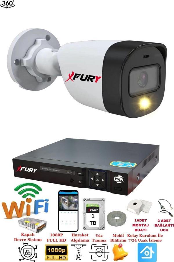 FURY 1 Kameralı 1080P 2Mp Görüntü Gece Renkli Full Hd Ultra Led Gece Renkli Güvenlik Kamerası Seti 1 TB - Image 1