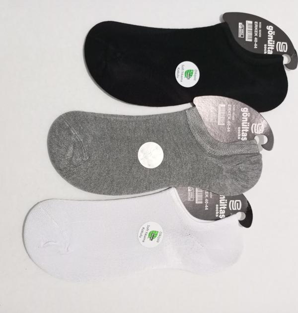 GÖRÜNMEZ YIKANMIŞ NAYLONSUZ DİKİŞSİZ SINIKIRS ÇORAP 3'LÜ SİYAH-GRİ BEYAZ - Image 1