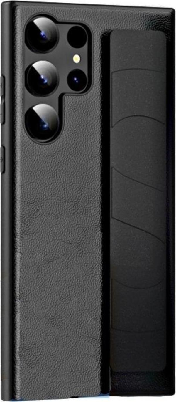 ScHitec Samsung Galaxy S24 Ultra Uyumlu Premium  Case Parmak Askılı Telefon Kılıfı Siyah - Image 1