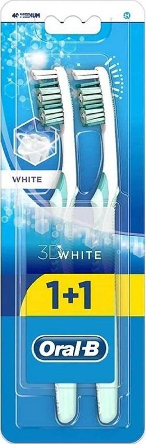Oral-B 3D White 1+1 Orta-40 2'li Paket Diş Fırçası - Image 1