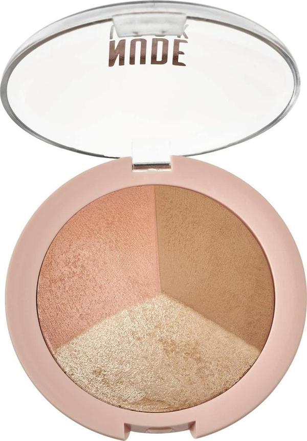 Golden Rose 3' Lü Aydınlatıcı & Allık & Bronzer - Nude Look Baked Trip Face Powder 8691190967499 - Image 1