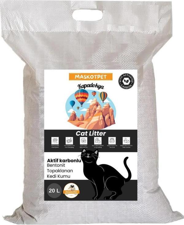 Maskotpet Kapadokya Aktif Karbonlu Bentonit Kedi Kumu 20 lt - Image 1