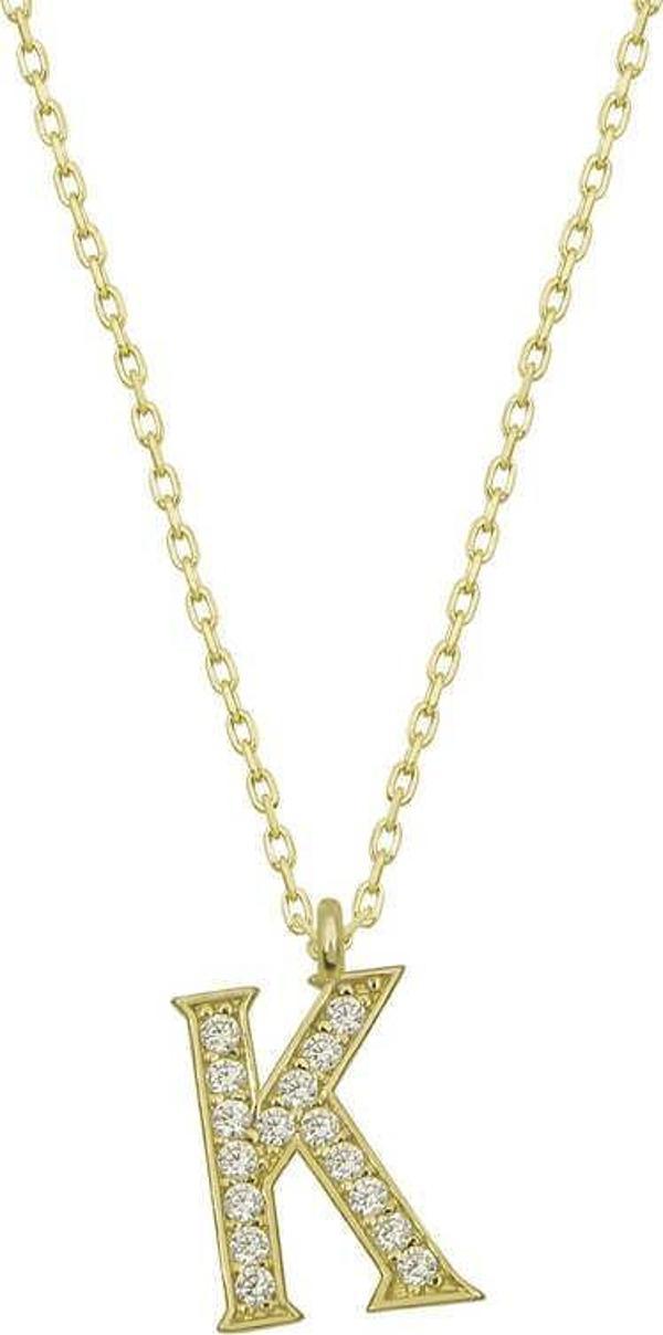 himarry 925 Ayar Gümüş Gold K Harfi Kadın Gümüş Kolye - Image 1