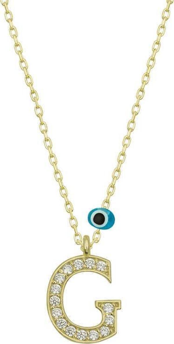 himarry 925 Ayar Gümüş Nazar G Harfi Kadın Kolye - Image 1